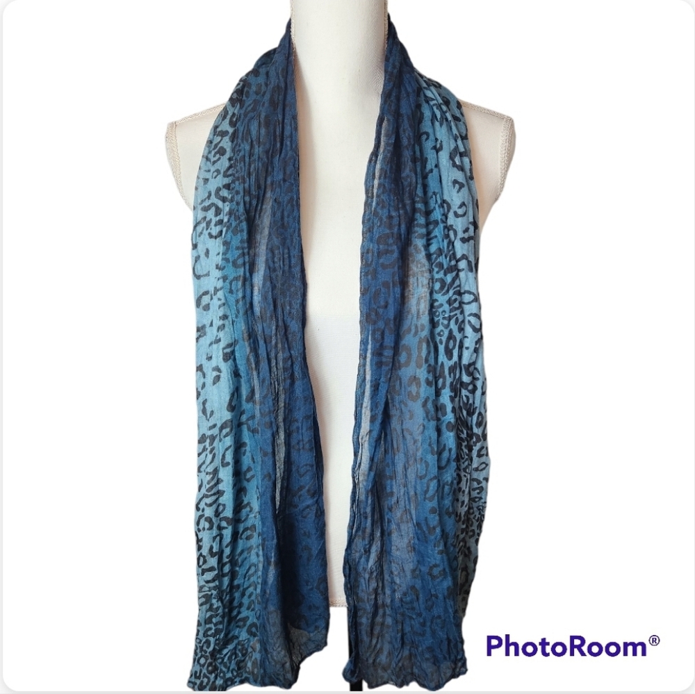 Sheer Blue Leopard Scarf Women's Accessories